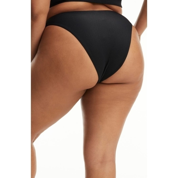 Good American Swim Bottom Women Black Rib Mid Rise Better Bikini Cheeky - Picture 13 of 13